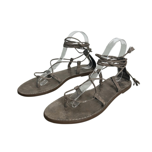 The Boardwalk Lace-Up Sandal | Madewell Madewell The Boardwalk Lace Up Gladiator Leather Metallic Sandals Women’s 9.5